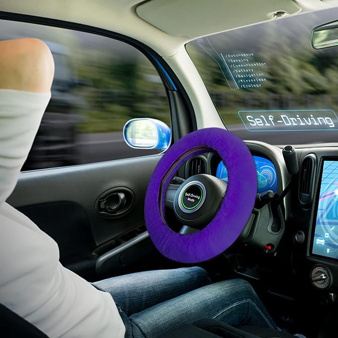 7PCS Set car Interior Aesthetic Accessories, Fluffy 15 inch Steering Wheel Cover, armrest pad, seat Belt Cover,Gear Shift Cover, Fit Girly car Accessories for Women.