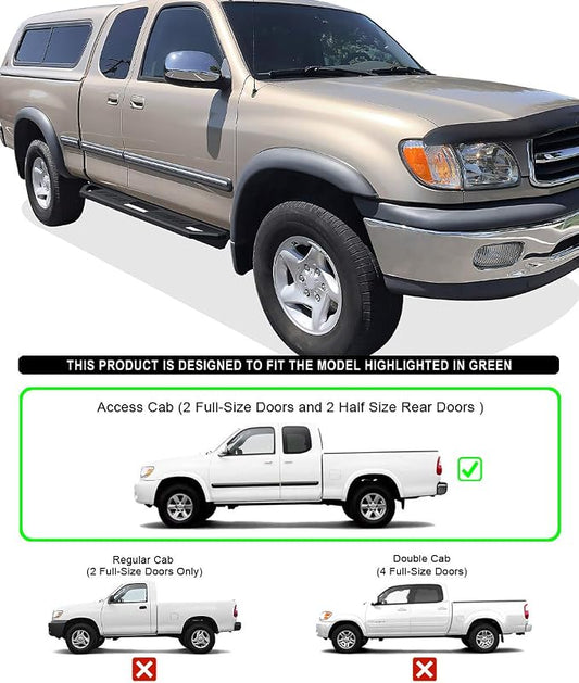 APS Stainless Steel 6.5in Side Bars Square Tube Compatible with Toyota Tundra Access Cab 00-06