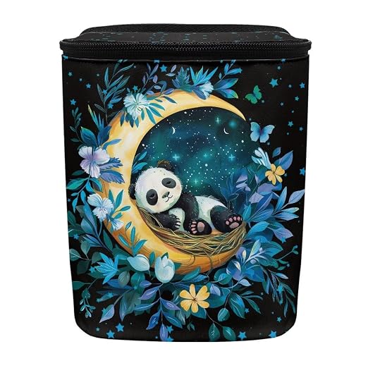 BIGCARJOB Moon Panda Car Trash Bags Hanging Automotive Car Garbage Bin with Adjustable Straps Reusable Auto Trash Bin Garbage Bags for Front Seat Multipurpose