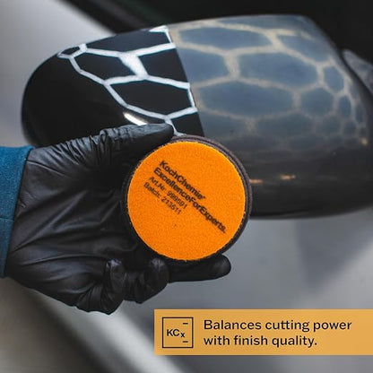 Koch-Chemie - One Cut Pad V2 - Medium Abrasive Pad for Removing Moderate Weathering & Scratches; Long-Lasting Compression Hardness; Contours Easily (76mm x 23mm) (Pack of 2)