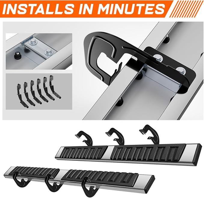 6.7" Running Boards Side Steps for Truck Compatible with 2007-2019 Chevy Silverado/GMC Sierra 1500 2500HD 3500HD Extended Cab, Stainless Steel Flat Side Steps Nerf Bars, Chrome