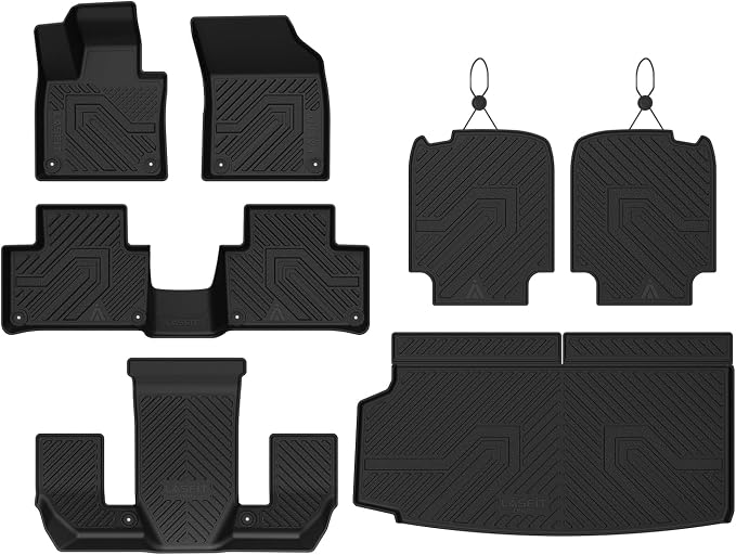 LASFIT Floor Mats & Cargo Liner for 2016-2026 Volvo XC90 T8 PHEV 6 Seats Only, Custom Fit All Weather TPE Floor Liners, Refined Interior Protection, 1st 2nd 3rd Row Mats, Trunk Mat & Backrest Mats