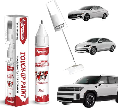 W6H Serenity White Pearl Car Touch Up Paint for Hyundai, Color Accurate Two-In-One Car Paint Scratch Repair Pen, Professional Scratch Remover for Vehicles Chips and Nicks Scuff