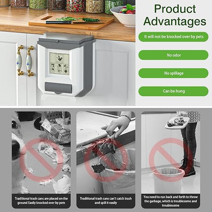 HI NINGER Small Compost Bin with Lid for Counter Top or Under Sink,Hanging Trash can,Foldable Kitchen Trash can 2.4 Gallon for Cabinet/Car Trash Can with Lid/RV/Bathroom/Camping