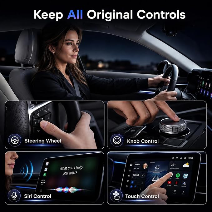 2026 Wireless CarPlay Adapter for iPhone, 3-in-1 Wired to Wireless CarPlay Dongle with AirPlay, 5-Second Auto Connect, Low Latency, USB-A/C for OEM Wired CarPlay Cars