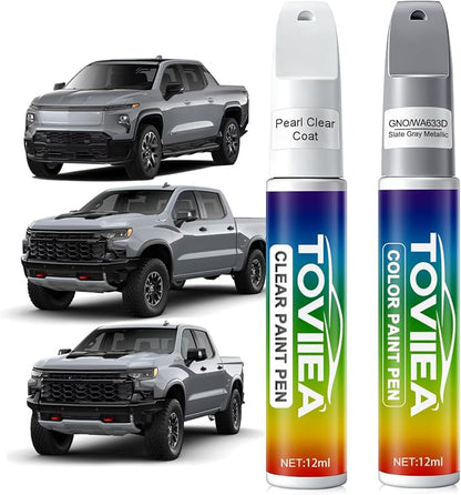 Slate Gray Metallic(GNO/WA633D) Touch Up Paint Compatible with Chevrolet,2-In-1 Car Scratch Remover Pen,Car Paint Scratch Repair Kit for Scratches,Chips & Nicks,2-PCS SET