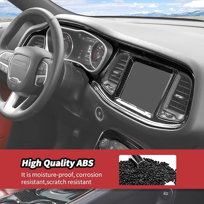 JeCar for Challenger Carbon Fiber Interior Center Console Trim Kit Fit for 2015-2023 Dodge Challenger Interior Accessories