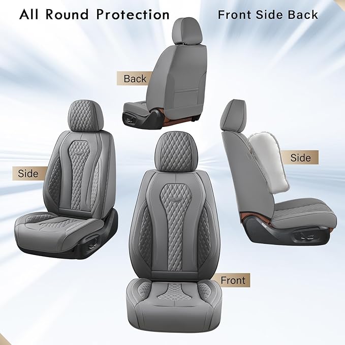 Coverado Seat Covers, Car Seat Covers Front Seats, Gray Car Seat Cover, Waterproof Car Seat Covers, Car Seat Cushion, Front Car Seat Covers Leatherette Car Seat Protector Universal Fit Most Cars