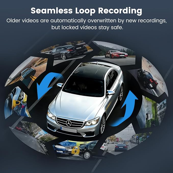 Miden 4K WiFi Dash Cam Front and Rear Inside, Free 64G SD Card, 2160P+1080P+1080P FHD 3 Channel Dash Camera for Cars, Night Vision, 24H Parking Monitor, 360° All Sides Dashcam, G-Sensor, WDR