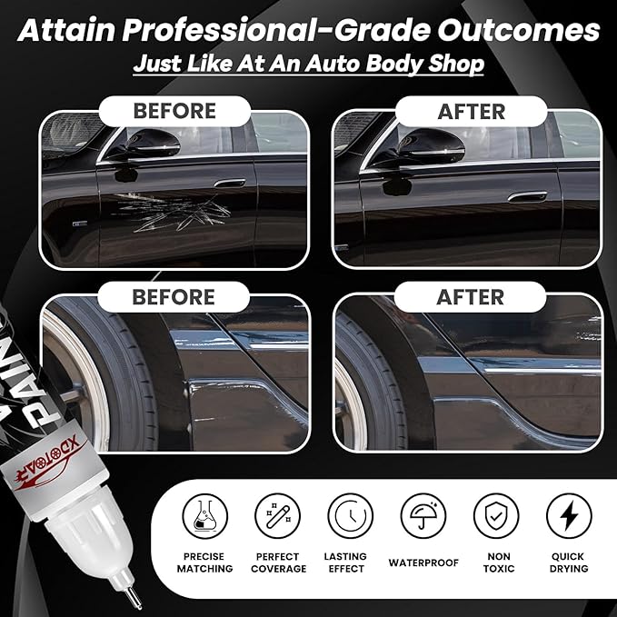 Pearl Black Touch Up Paint for Cars, Universal and Color Accurate Automotive Scratch Repair Pen, Lasting Auto Scratch Remover, Quick Drying, Weather Resistant, Easy to Use, Versatile Use