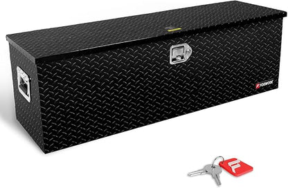 FORWODE 48 Inch Aluminum Truck Tool Box Lockable Truck Bed Tool Box Waterproof Truck Bed Storage Box with Gas Struts & Side Handle Truck Tool Chest for Pickup, Truck Bed, RV, Trailer & Garage (Black)