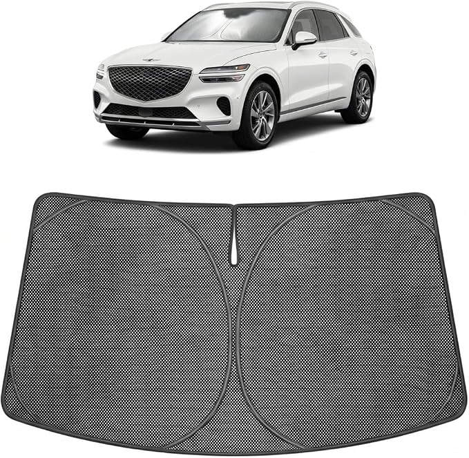 Proadsy Windshield Sun Shade Custom Fit Genesis GV70 2022-2026 Ice Crystal Black Front Window Sunshade UV and Heat Blocker Foldable Visor Keeps Car Cooler for Summer Parking and Daily Use