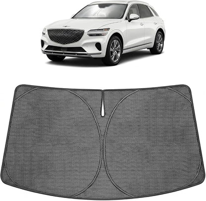 Proadsy Windshield Sun Shade Custom Fit Genesis GV70 2022-2026 Ice Crystal Black Front Window Sunshade UV and Heat Blocker Foldable Visor Keeps Car Cooler for Summer Parking and Daily Use