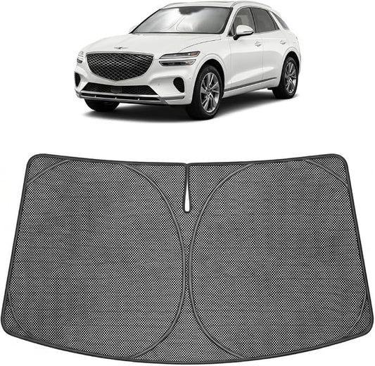 Proadsy Windshield Sun Shade Custom Fit Genesis GV70 2022-2026 Ice Crystal Black Front Window Sunshade UV and Heat Blocker Foldable Visor Keeps Car Cooler for Summer Parking and Daily Use