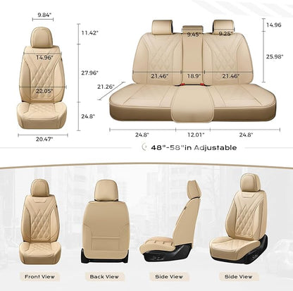 Coverado Car Seat Covers Full Set, Seat Covers for Cars, Front Seat Covers and Back Seat Cover Waterproof Leather Automotive Seat Cover, Universal Car Interior Protectors Cushion for Most Cars