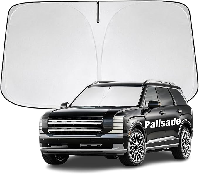 Windshield Sun Shade for Hyundai Palisade 2020-2026 Sunshade 300T Windshield Cover Protector Blocks UV Rays Custom Fit Palisade Front Window Shades Windshield Accessories Keep Cool Foldable