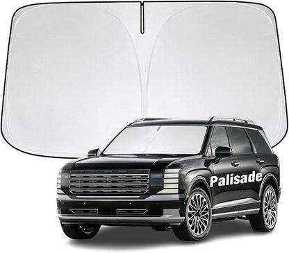 Windshield Sun Shade for Hyundai Palisade 2020-2026 Sunshade 300T Windshield Cover Protector Blocks UV Rays Custom Fit Palisade Front Window Shades Windshield Accessories Keep Cool Foldable