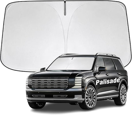 Windshield Sun Shade for Hyundai Palisade 2020-2026 Sunshade 300T Windshield Cover Protector Blocks UV Rays Custom Fit Palisade Front Window Shades Windshield Accessories Keep Cool Foldable
