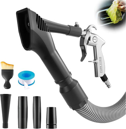 GOCCIDA 2IN1 Car Interior Detailing Air Blow Gun & vacunm Gun with Adjustable Air Flow Nozzle,Cleaning Gun Quickly Blasts Dirt and Dust from Surface Works with Air Compressor(Upgrade Rotate Tube)