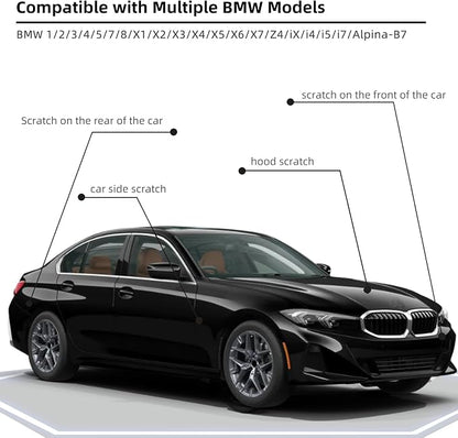 Jet Black(668) Car Paint Touch Up Pen Compatible with BMW, 2In1 Color Accurate Touch Up Car Scratch Repair Paint Exact Match BMW Series Premium Automotive Scratch Remover for Nicks & Chips Repair