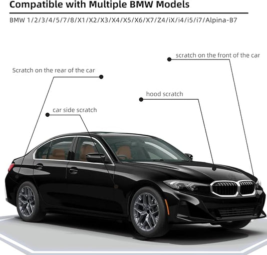 Jet Black(668) Car Paint Touch Up Pen Compatible with BMW, 2In1 Color Accurate Touch Up Car Scratch Repair Paint Exact Match BMW Series Premium Automotive Scratch Remover for Nicks & Chips Repair
