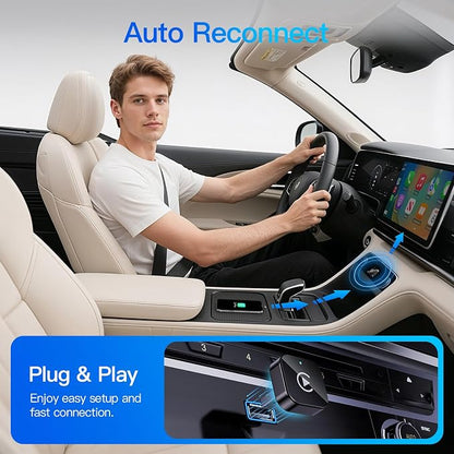 (2026 Upgraded) Wireless CarPlay Adapter for Apple iPhone＆Android, Small Size,Plug and Play,Fast and Stable Connection Wireless Adapter for CarPlay＆Android-No Latency to Screen(Black)
