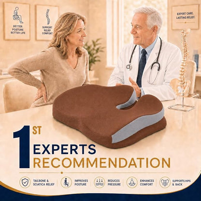 Seat Cushions for Office Chairs Wheelchair Cushion for Long Sitting Back Pain，Memory Foam Seat Car Computer Desk Chair Cushion，Coccyx Cushion for Tailbone Pain Relief Cushion Office Chair Brown