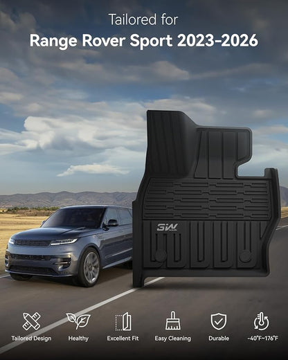 3W Floor Mats Fit Range Rover Sport 2023 2024 2025 2026 (Not for Range/Land Rover Discovery Sport) TPE All Weather Custom Fit for Land Rover Sport 1st and 2nd Row Car Liners Black