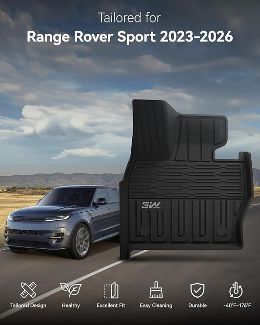 3W Floor Mats Fit Range Rover Sport 2023 2024 2025 2026 (Not for Range/Land Rover Discovery Sport) TPE All Weather Custom Fit for Land Rover Sport 1st and 2nd Row Car Liners Black