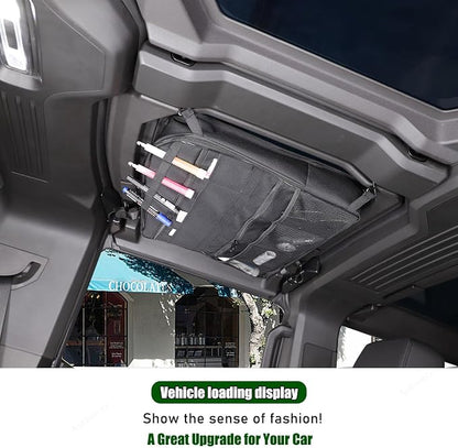 Sunroof Storage Bags for Hummer EV 2022-2026 SUV/SUT, Overhead Storage Organizer Cargo, 600D Oxford Overhead Storage Bag/Waterproof/Foldable/Top Sunshade with Hardtop Suction fixing (C)