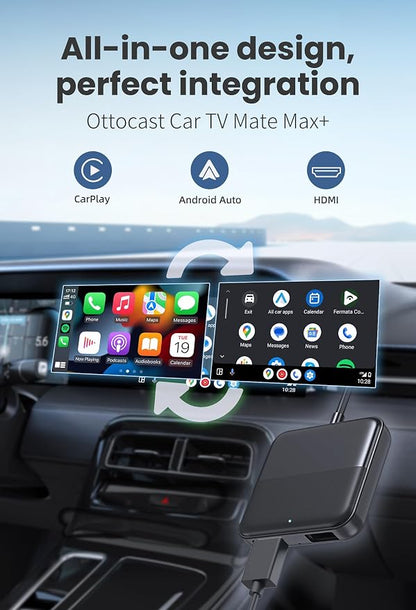 Car TV Mate PRO 2025-Stick Converter,HDMI & Wireless CarPlay Android Auto Adapter, No Latency,HDMI to USB Port Converter Work for Cars 2016+ with Wired carplay,Plug & Play