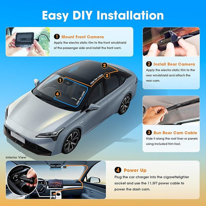 DDPAI 3 Channel Dash Cam Front and Rear, 4K+2K+1080P Triple Dashcam for Cars with Dual 32G eMMC Storage Car Camera Dashcam, GPS,WiFi 6,3" IPS, AI ISP Night Vision,7 Days Parking Mode,Z60 πlink