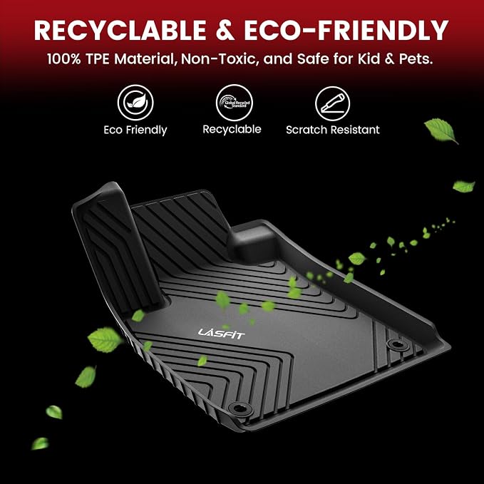 LASFIT Floor Mats for Honda Accord Sedan 2026 2025 2024 2023 (Gasoline & Hybrid), All Weather Protection Custom Fit Anti-Slip TPE Floor Liners,1st & 2nd Row, Black