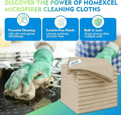 HOMEXCEL Brown Microfiber Cleaning Cloth 20 Pack 11.5 x 11.5 inch Microfiber Towels for Cars Ultra Absorbent Car Washing Cloth Lint Free Streak Free Cleaning Rags for Car, Kitchen Window