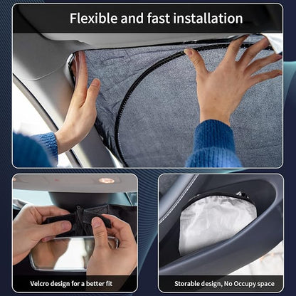 Car Windshield Sun Shade for 4Runner 2003-2009-Sunshade for Front Window Cover Custom Fit Toyota RAV4 4Runner Sequoia Land Cruiser Sun Visor Protector 210T Fabric Foldable Shades Block UV Ray (M+