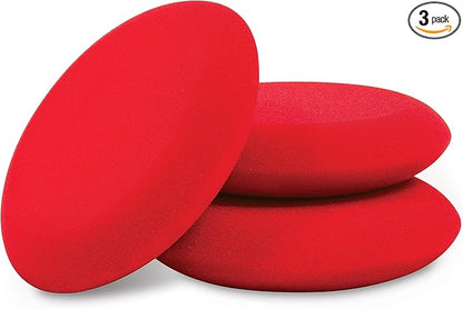 Griot's Garage Hand Wax Applicators, Foam Car Detailing Pads for Smooth Application of Waxes, Polishes, Dressing, Protectants, and More, Machine-Washable and Reusable, Red, Set of 3