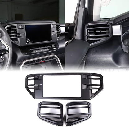 Car Center Console Air Conditioning Outlet Trim Cover Kit Compatible with Toyota Tundra/Sequoia 2022-2026, ABS Dashboard Side A/C Vent Panel Protective Frame Decoration Accessories, For 8-inch Screen