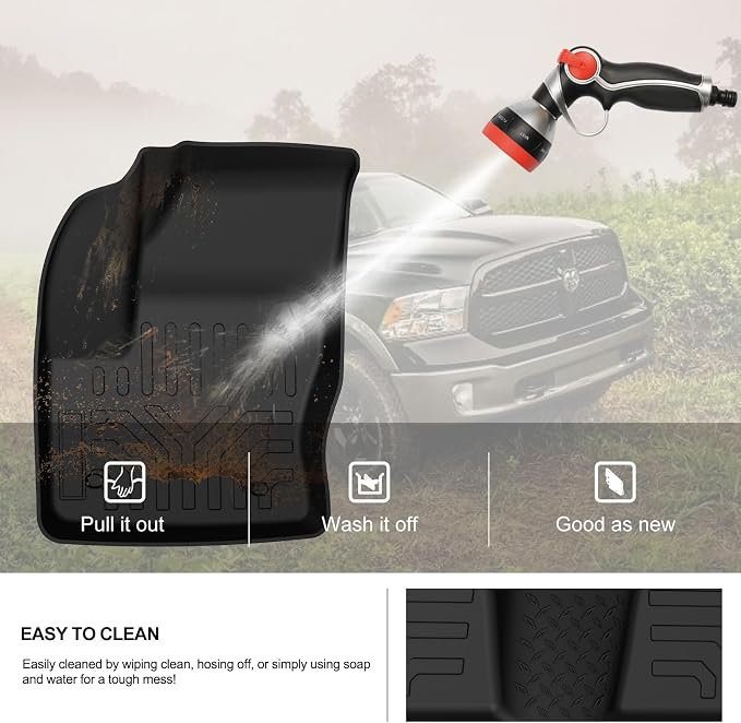 KIWI MASTER Floor Mats for 2013-2019 Ford Escape/C-Max, Custom Fit All Weather Car Mats, Heavy Duty TPE Floor Liners, Front & Rear 2 Row, Black