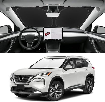 Custom Fit Windshield Sun Shade for Nissan Rogue 2021-2026, Foldable Car Sunshade Accessories with Storage Bag, UV & Heat Reflector, Keep Your Car Cooler