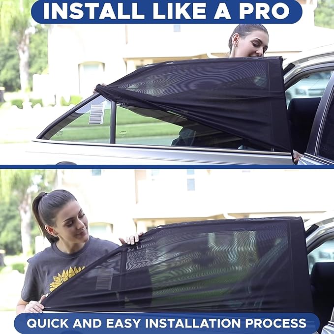 EcoNour Car Window Screen for Ford F-150 (2021-2026) 2 Pack | Breathable Mesh Camping Window Covers | 100% Protection from Bugs, Mosquito & UV | Baby Safe Privacy Blackout Net | Car Accessories