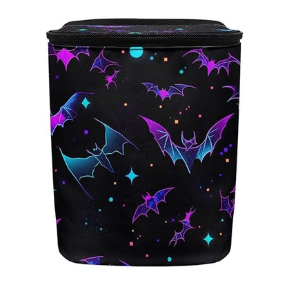 Colored Bats Stars Pattern Car Trash Can Leakproof Garbage Bag with Lid and Zipper 1.2Gal Trash Bin Hanging for Back Seat Halloween Car Accessories Universal Fit