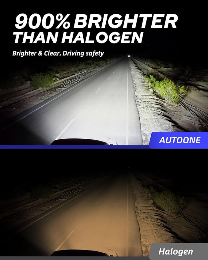 AUTOONE H11/H9/H8 Light Bulbs, Fanless No Flicker 40000LM 6000K Fog Lights Canbus, 10YR Lifespan, Pack of 2