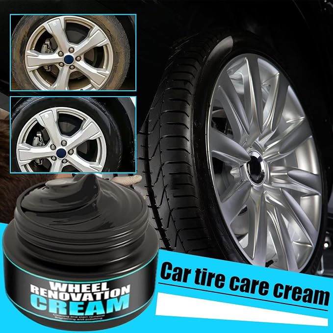 Wheel Care Cream, Car Tire Dressing, UV Protection Formula with Deep Gloss Finish, Auto Detailing Accessory with Smooth Application, Tire Shine, Car Maintenance Product for Restoration Cleaning