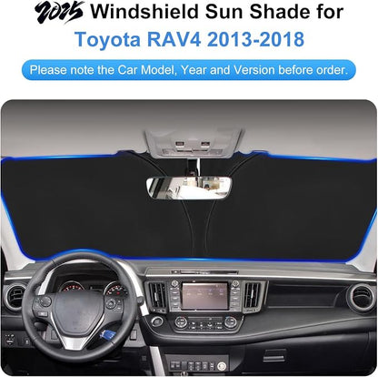 for 2013-2018 Toyota RAV4 Windshield Sun Shade Front Window Shade Custom Fit RAV4 Accessories LE, XLE, Premium, XSE, Limited, SE, TRD Off-Road Sun Visor Protector Foldable Blocks UV Rays