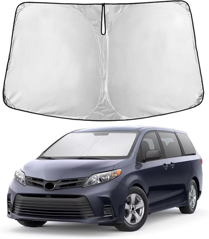 EcoNour Windshield Sunshade Compatible for Toyota Sienna 2011-2018 2019 2020, L, LE, SE, XLE, Limited Premium,Sun Visor for Front Window Sun Shade Cover, UV Heat Blocker & Protector, Car Accessories