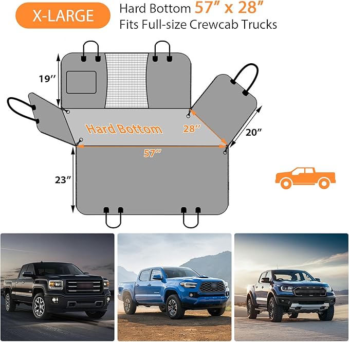 URPOWER Dog Car Seat Cover for Pets 100% Waterproof Seat Cover Hammock 600D Heavy Duty Scratch Proof Nonslip Durable Soft Back Seat Covers for Full Size Trucks