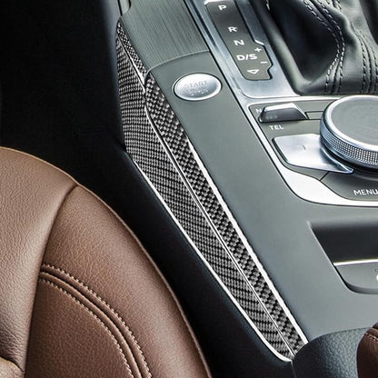 Real Premium Carbon Fiber Sticker Compatible with Audi A3 S3 RS3 8V 2013 2014 2015 2016 2017 2018 2019 Car Gear Shift Panel Sides Decor Trim Auto Interior Accessories Decal 6pcs Black
