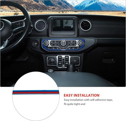 RT-TCZ Air Conditioning Dashboard Center Console Control Trim Panel Cover Interior Accessories Decoration Trim Kit for 2018-2022 Jeep Wrangler JL JLU & Jeep Gladiator JT (Blue)