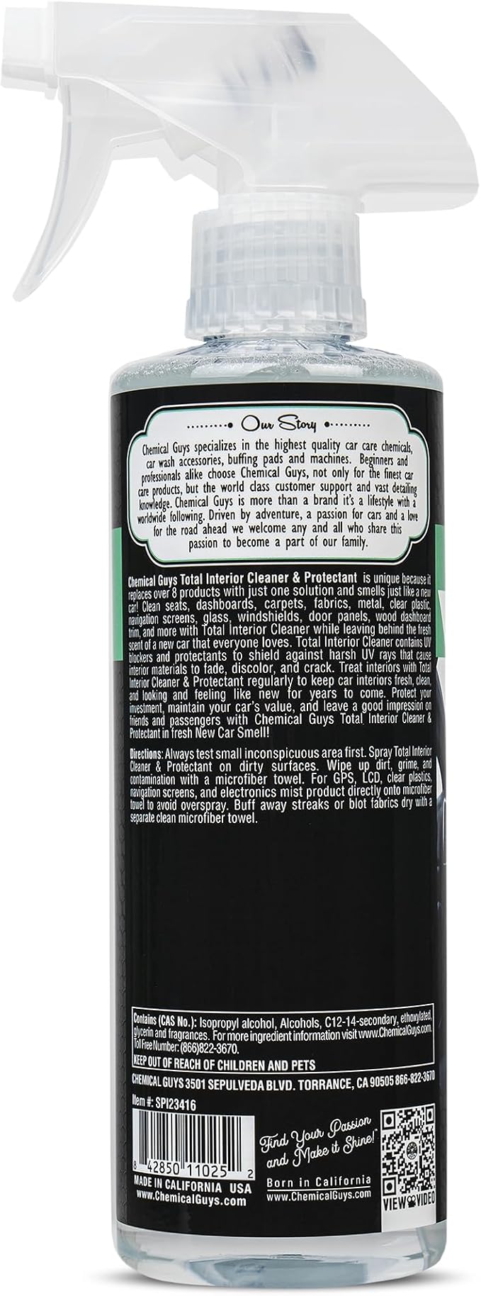 Chemical Guys SPI23416 Total Interior Cleaner and Protectant, New Car Smell, (Safe for Cars, Trucks, SUVs, Jeeps, RVs & More) 16 fl oz (Pack of 2)