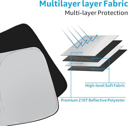 Proadsy Front Windshield and Side Windows Custom Fit 2018-2025 2026 Freightliner Cascadia, Semi-Truck Semi, Commercial & Big Rig Truck Sun Shade Foldable Sun Protector Privacy Cover